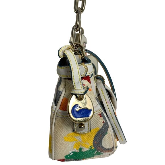 HTF Vintage DOONEY BOURKE Double Pocket Front Graffiti Shoulder Bag + Charm - Picture 4 of 16